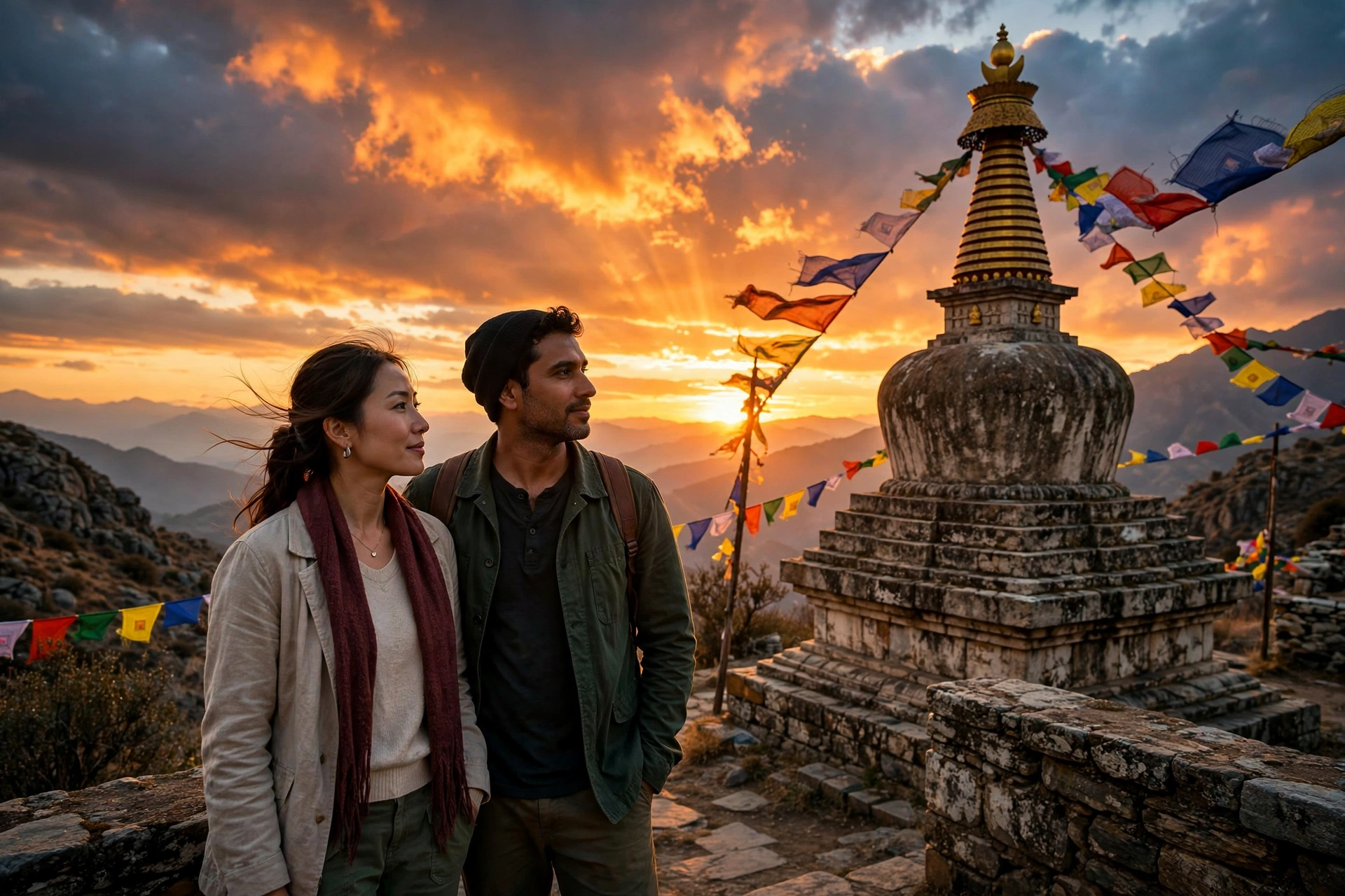 Couple Stupa Sunset