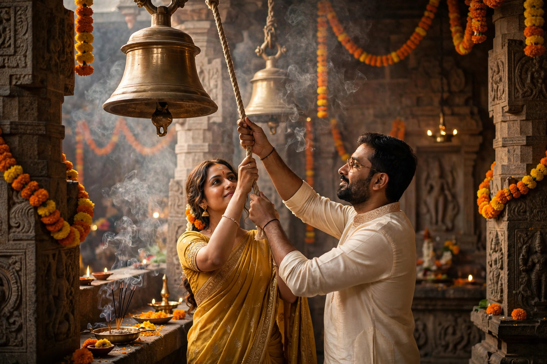 Couple Temple Bells
