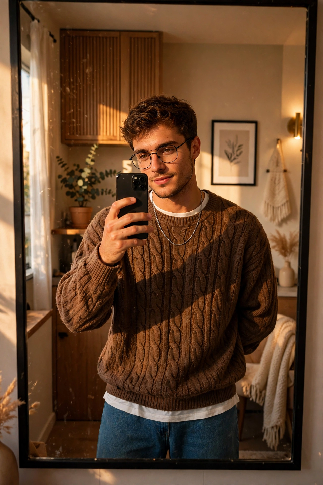 Cozy Mirror Selfie Portrait
