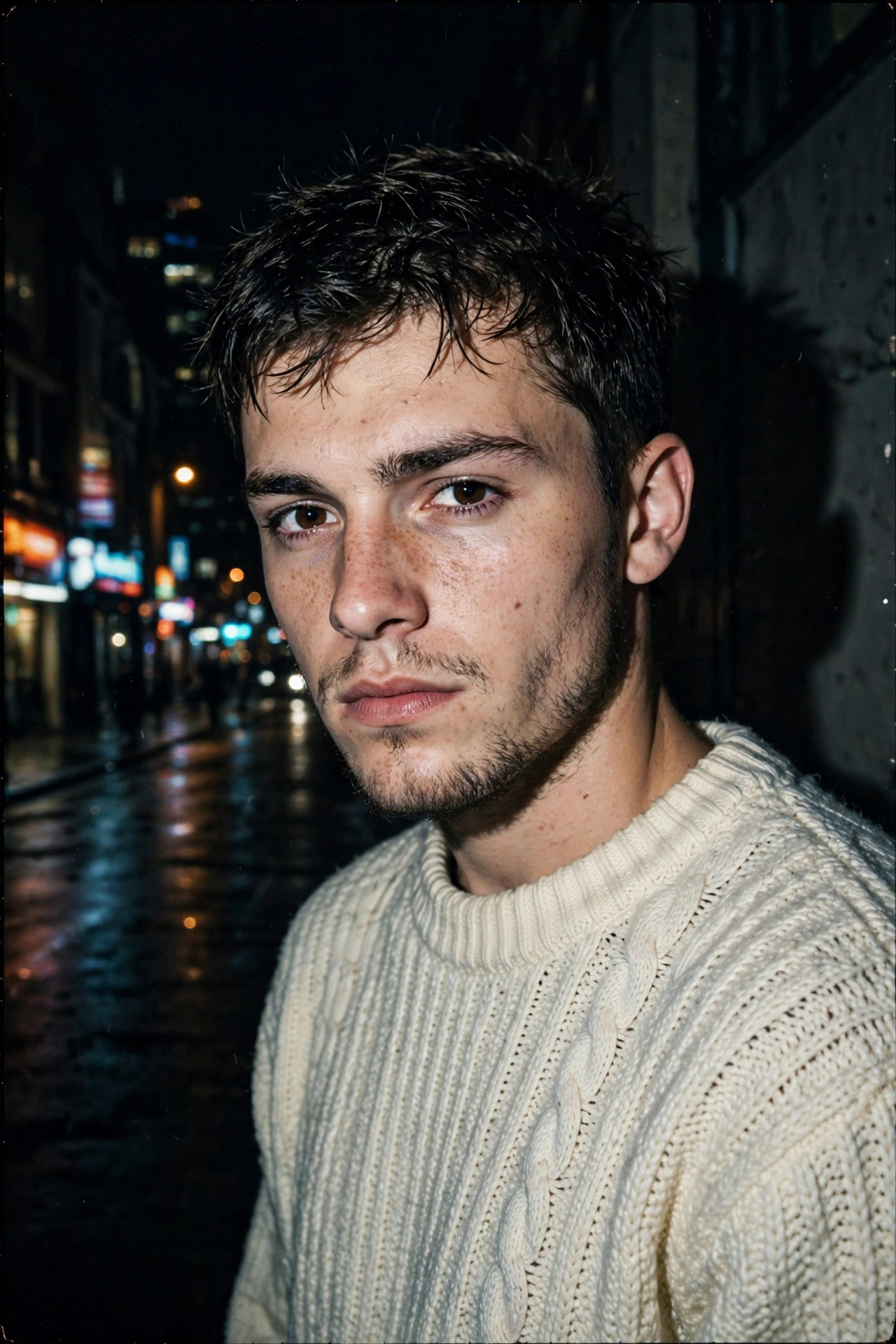 Cream Sweater Flash Portrait