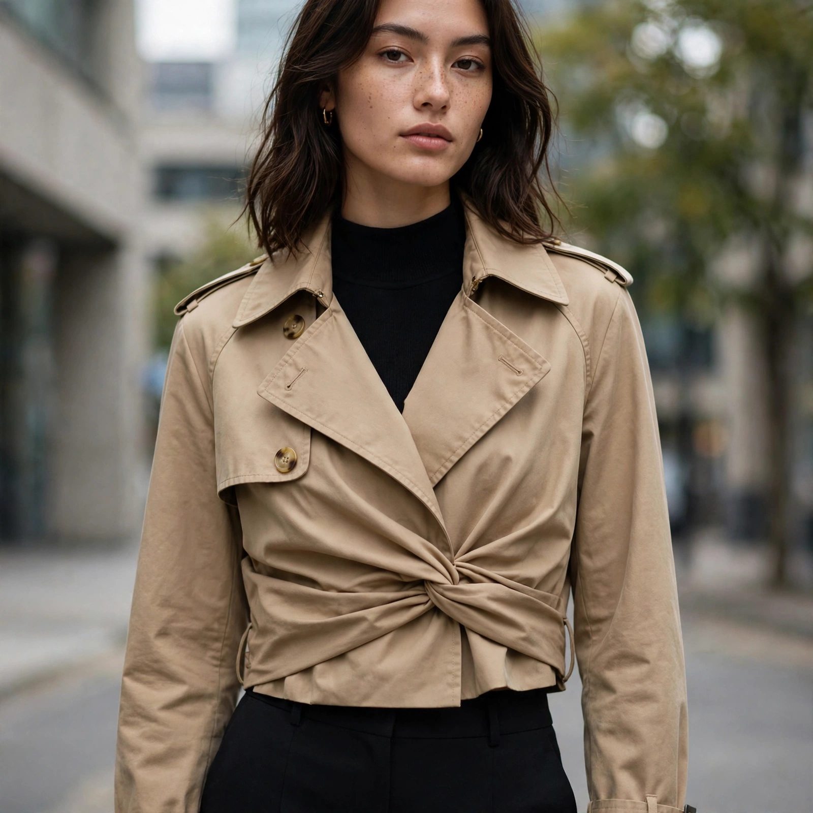 Cropped Trench Twist