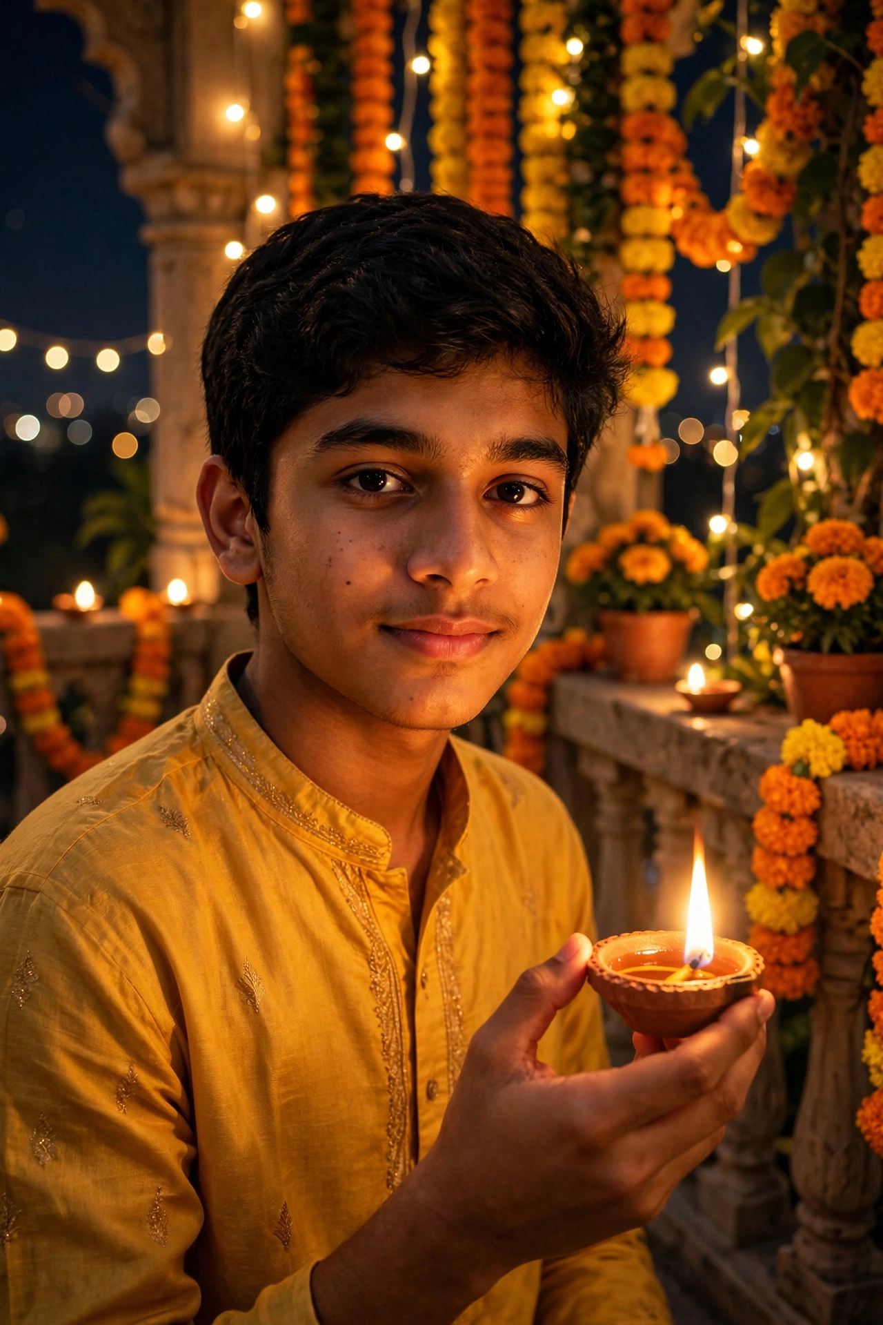 Diwali Diya Balcony Portrait