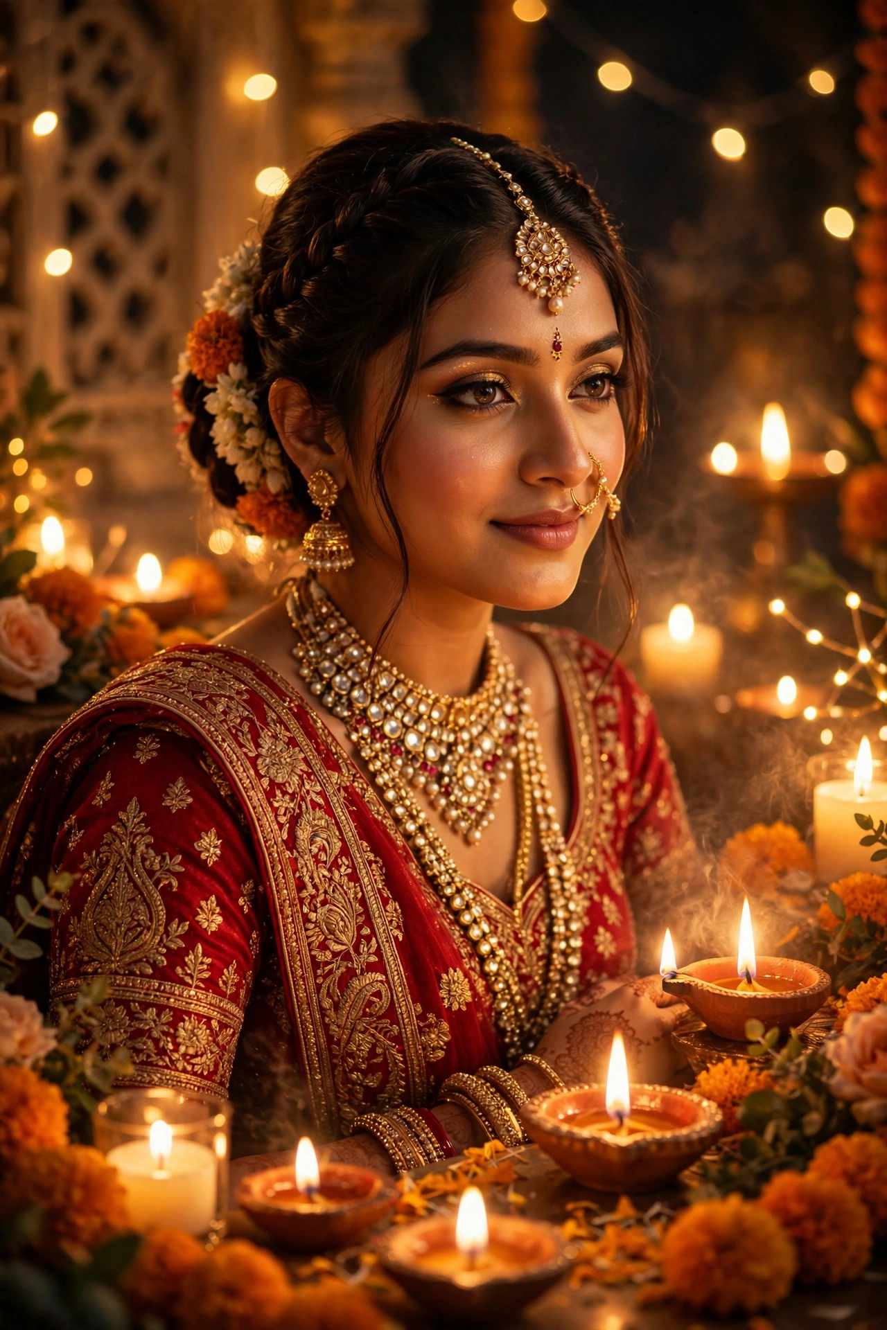 Diwali Diya Bride Art