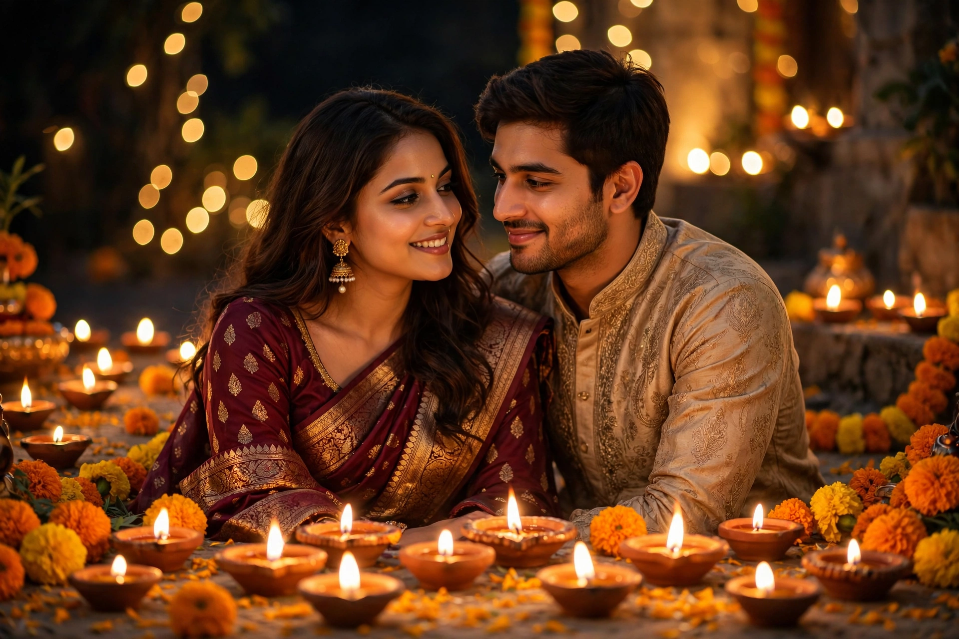 Diwali Diya Couple Art