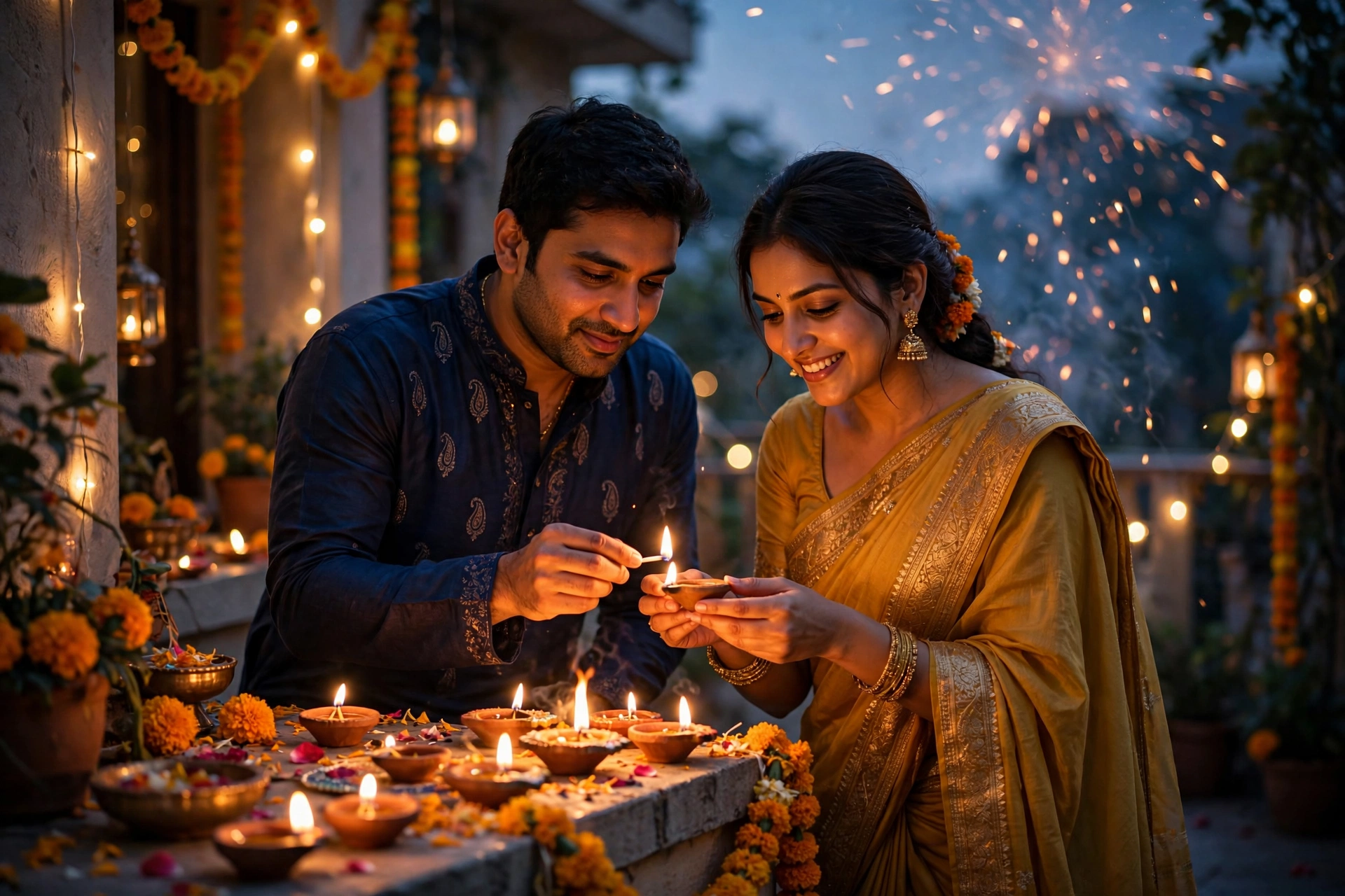 Diwali Diya Couple
