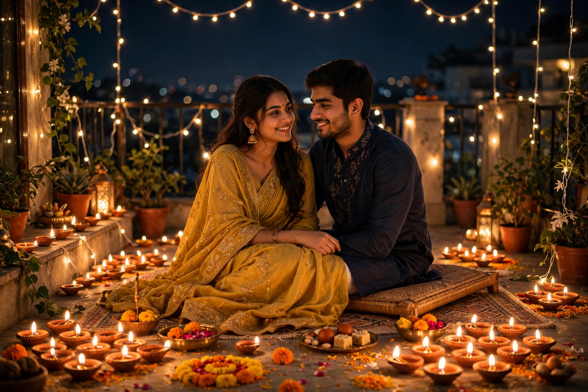 Diwali Diya Heart Couple Photo Prompt