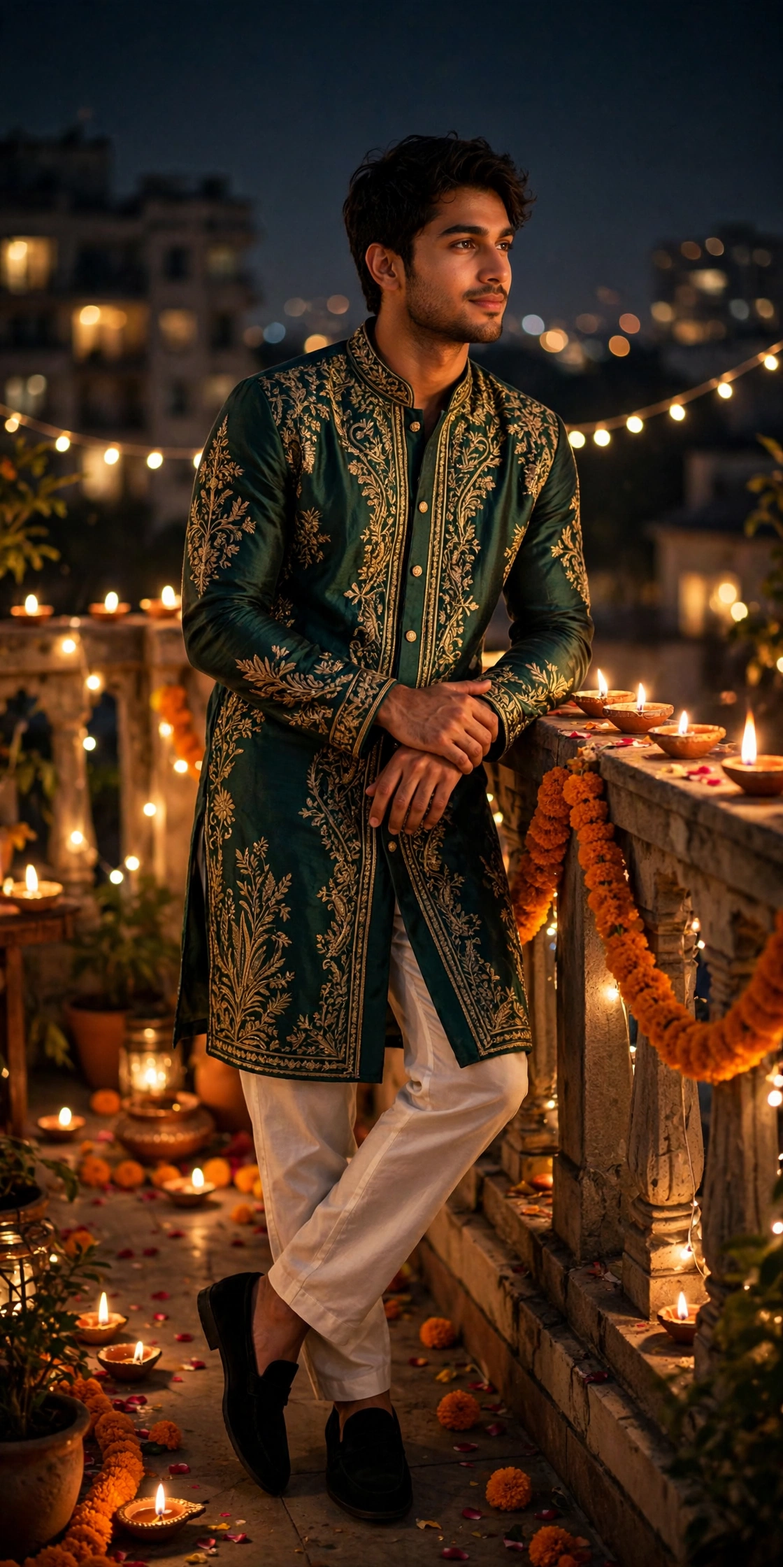Diwali Terrace Kurta Portrait