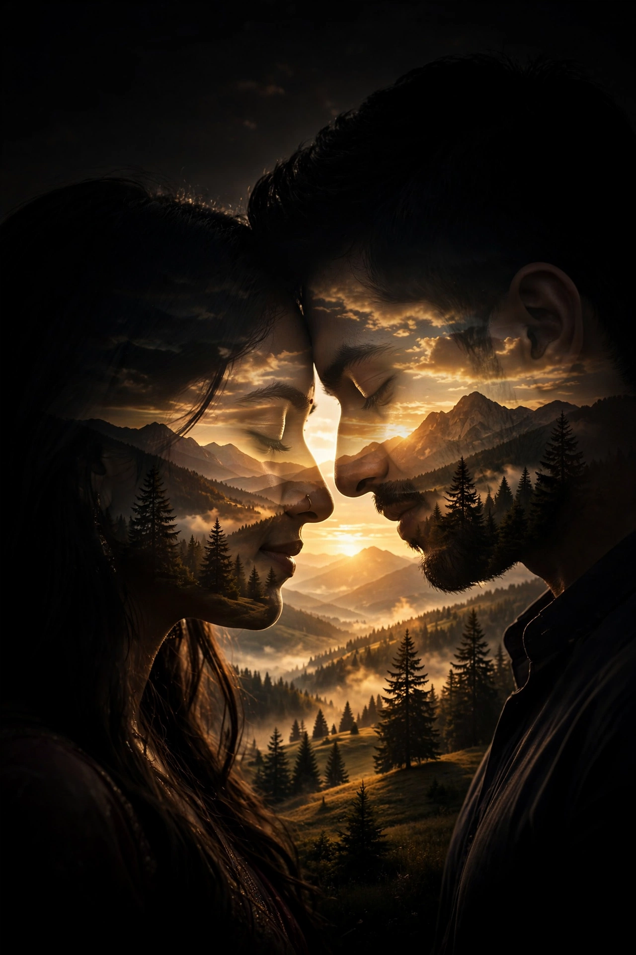 Double Exposure Couple