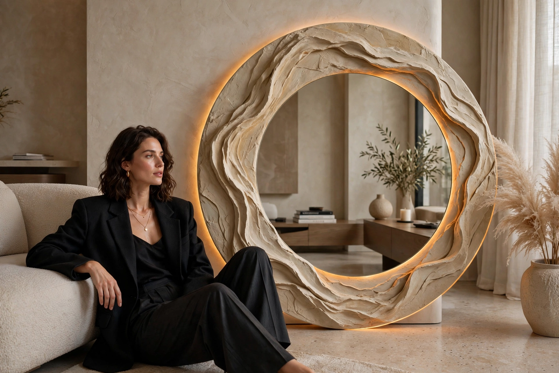 Editorial LED Mirror Fashion Scene