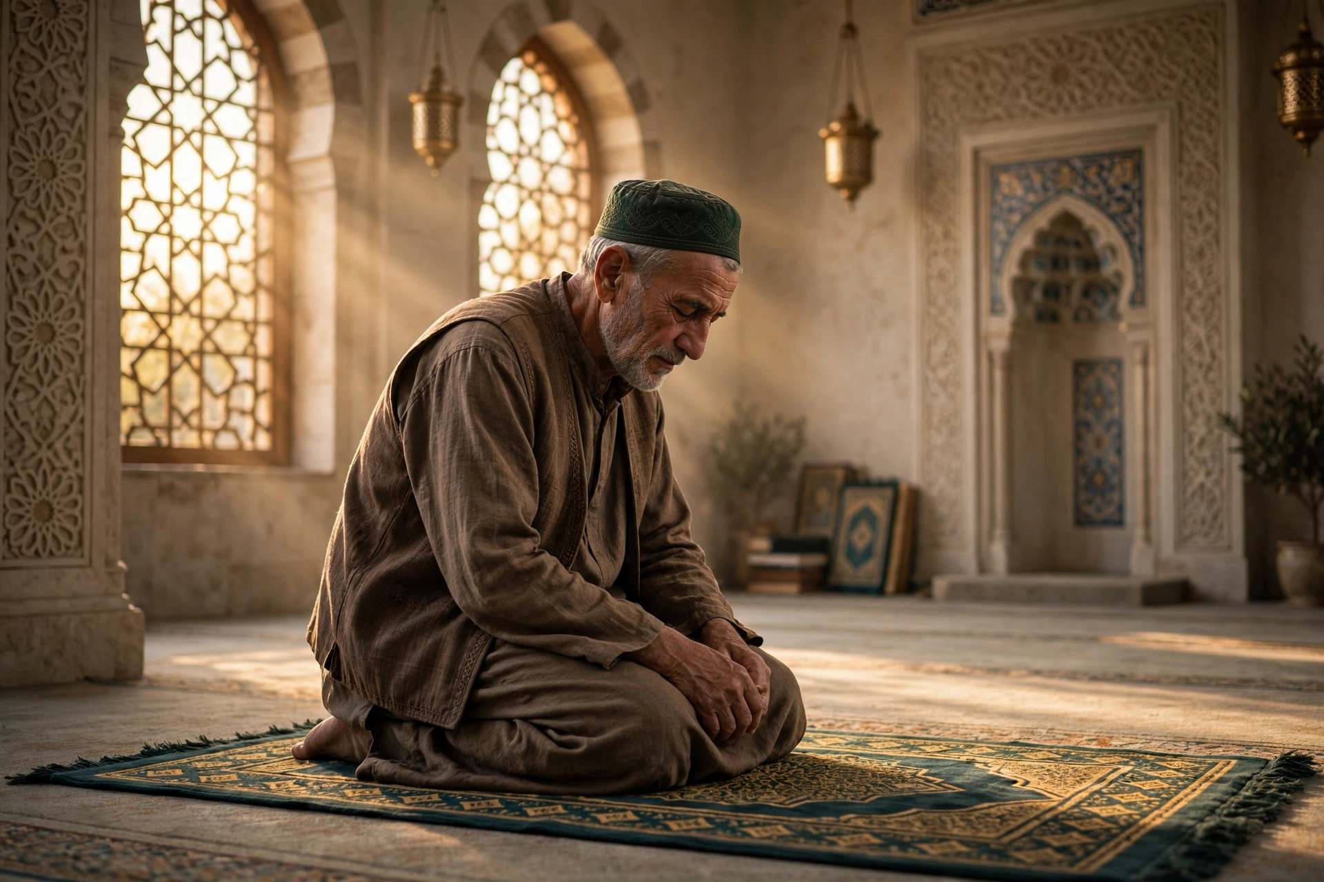 Elderly Man Praying Salah