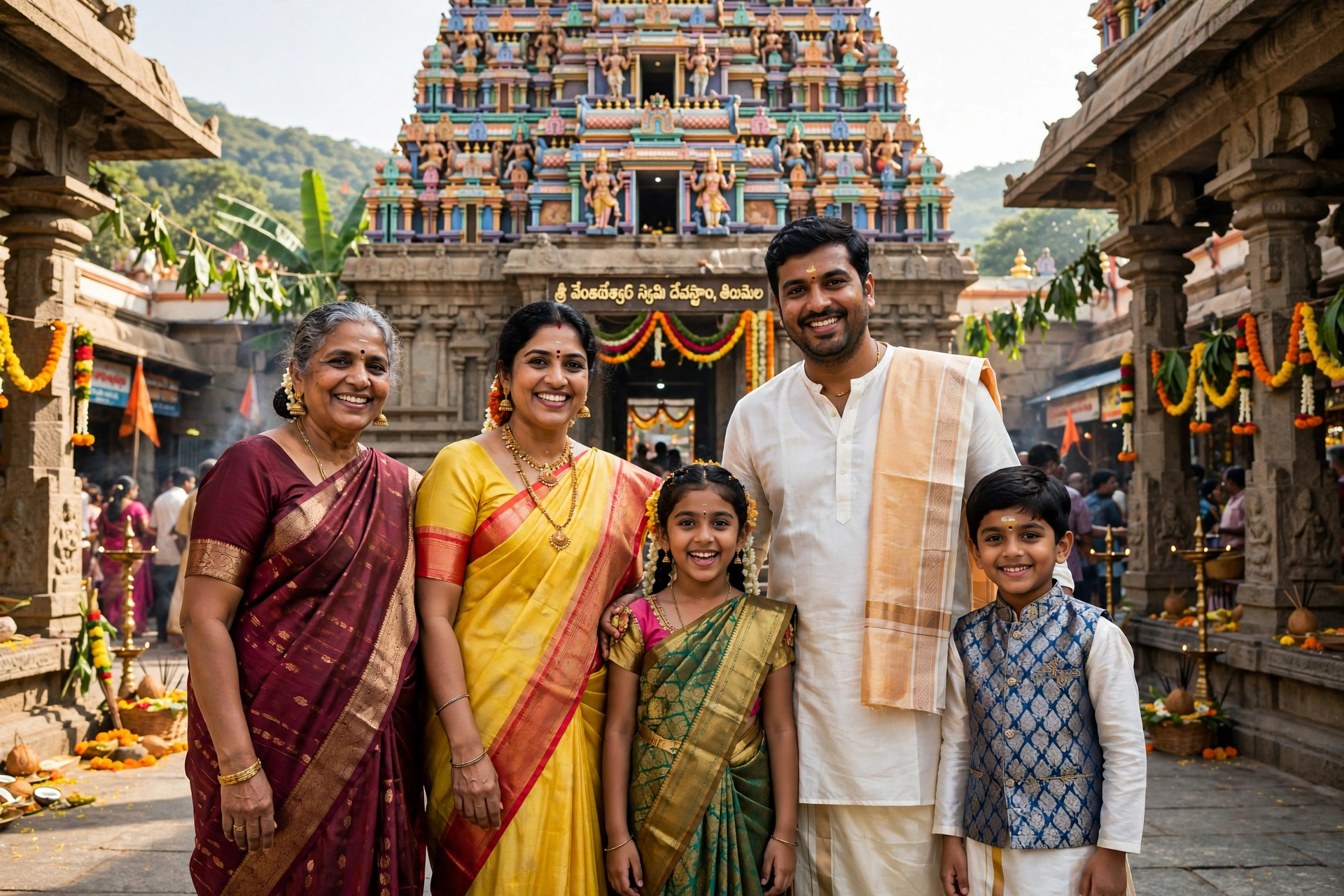 Family at Tirupati Temple