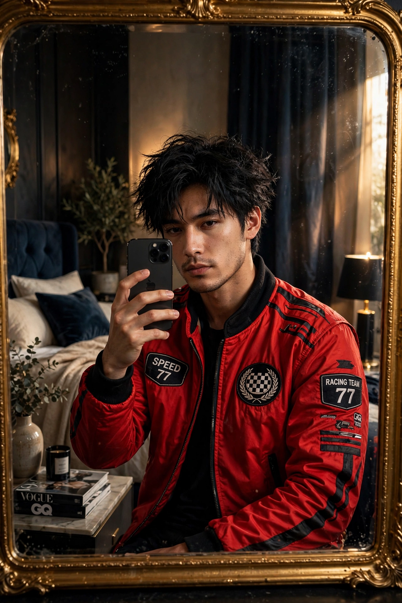 Ferrari Jacket Mirror Selfie Prompt