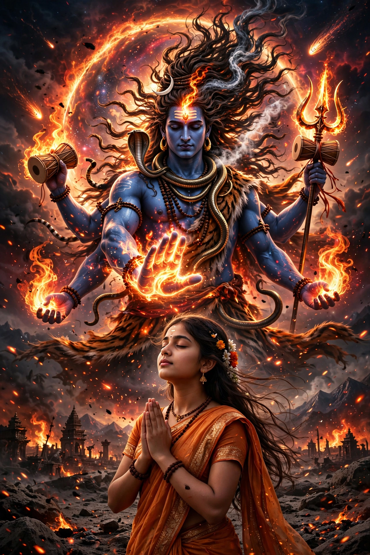 Fiery Shiva Blessing Portrait
