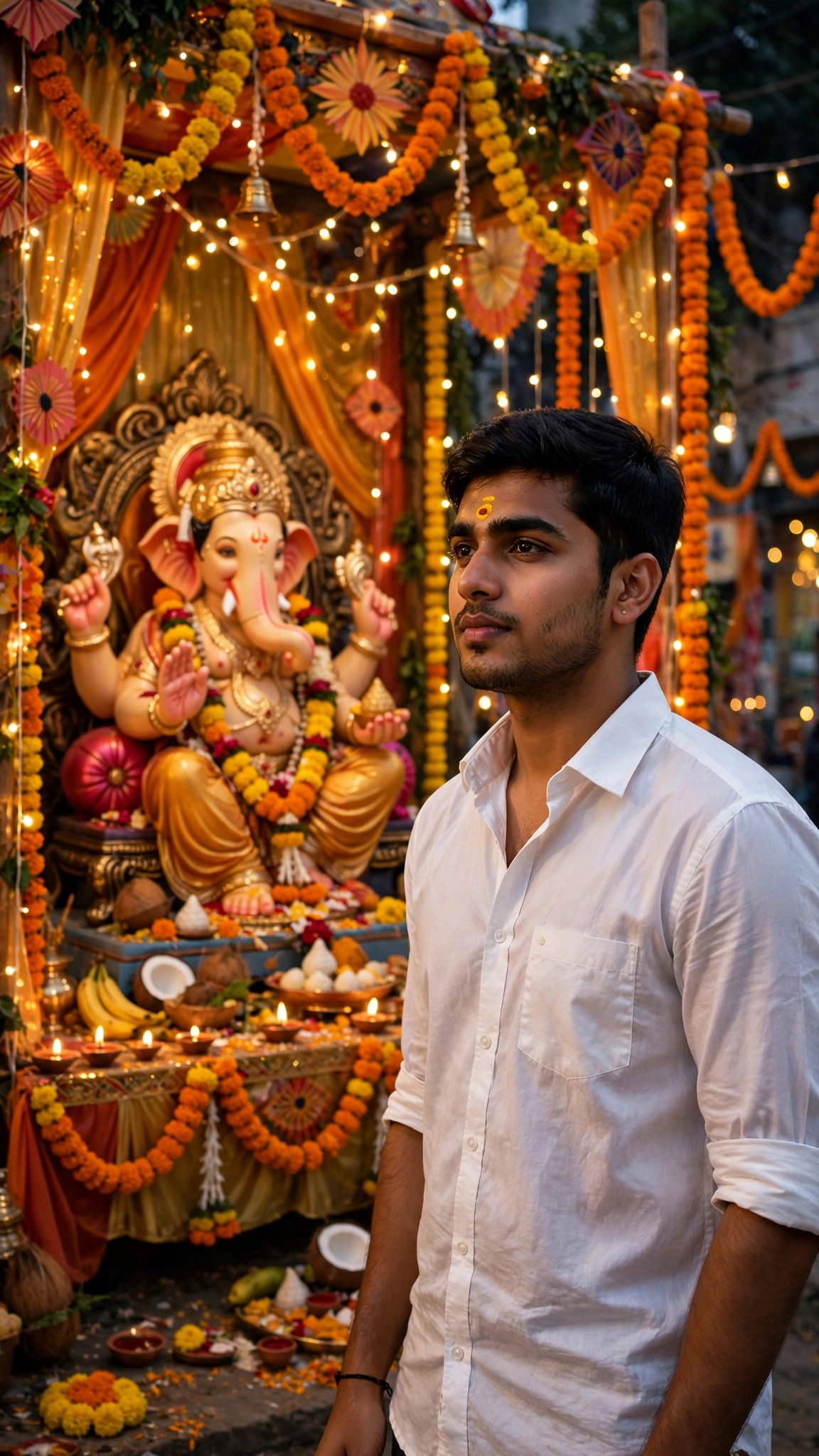 Ganesh Chaturthi White Shirt Portrait Prompt