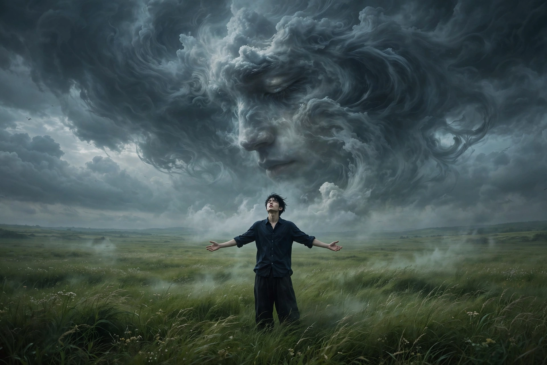 Giant Face In Clouds Artwork