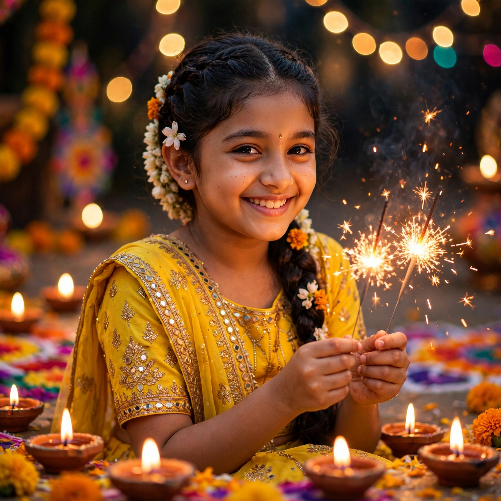 Girl Diwali Celebration