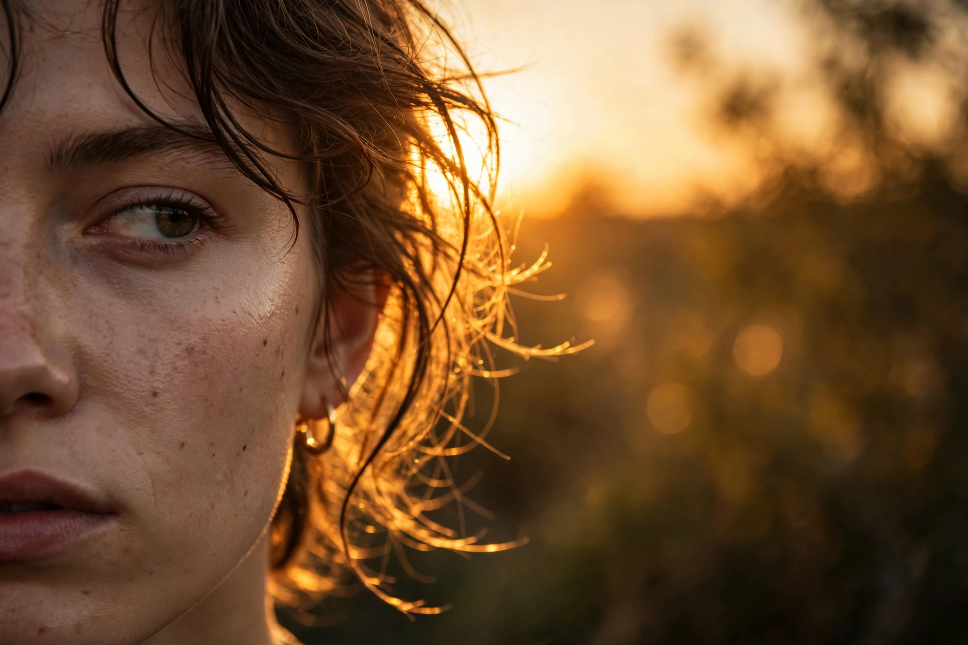 Golden Hour Half-Face Portrait