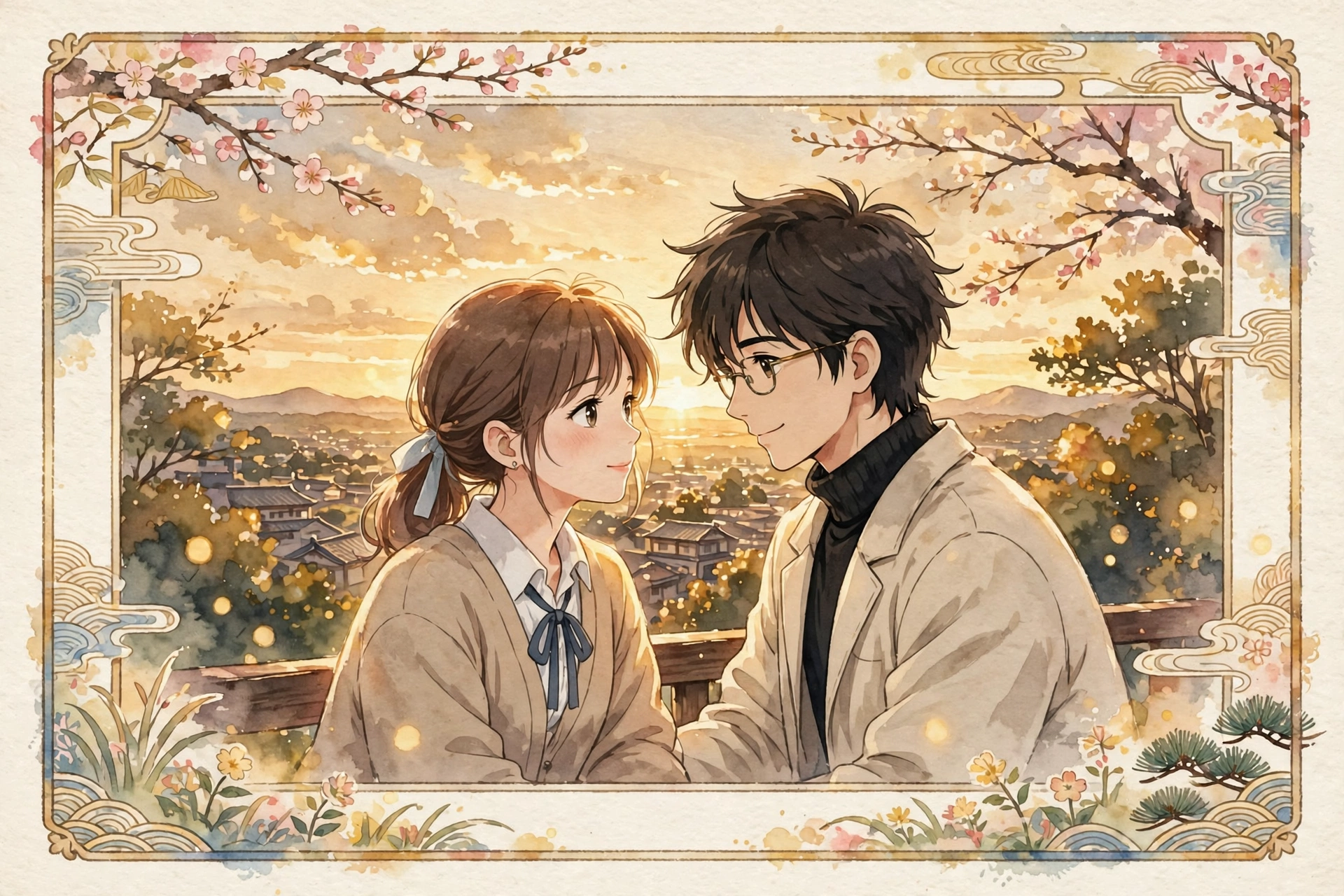 Golden Hour Romantic Couple Art