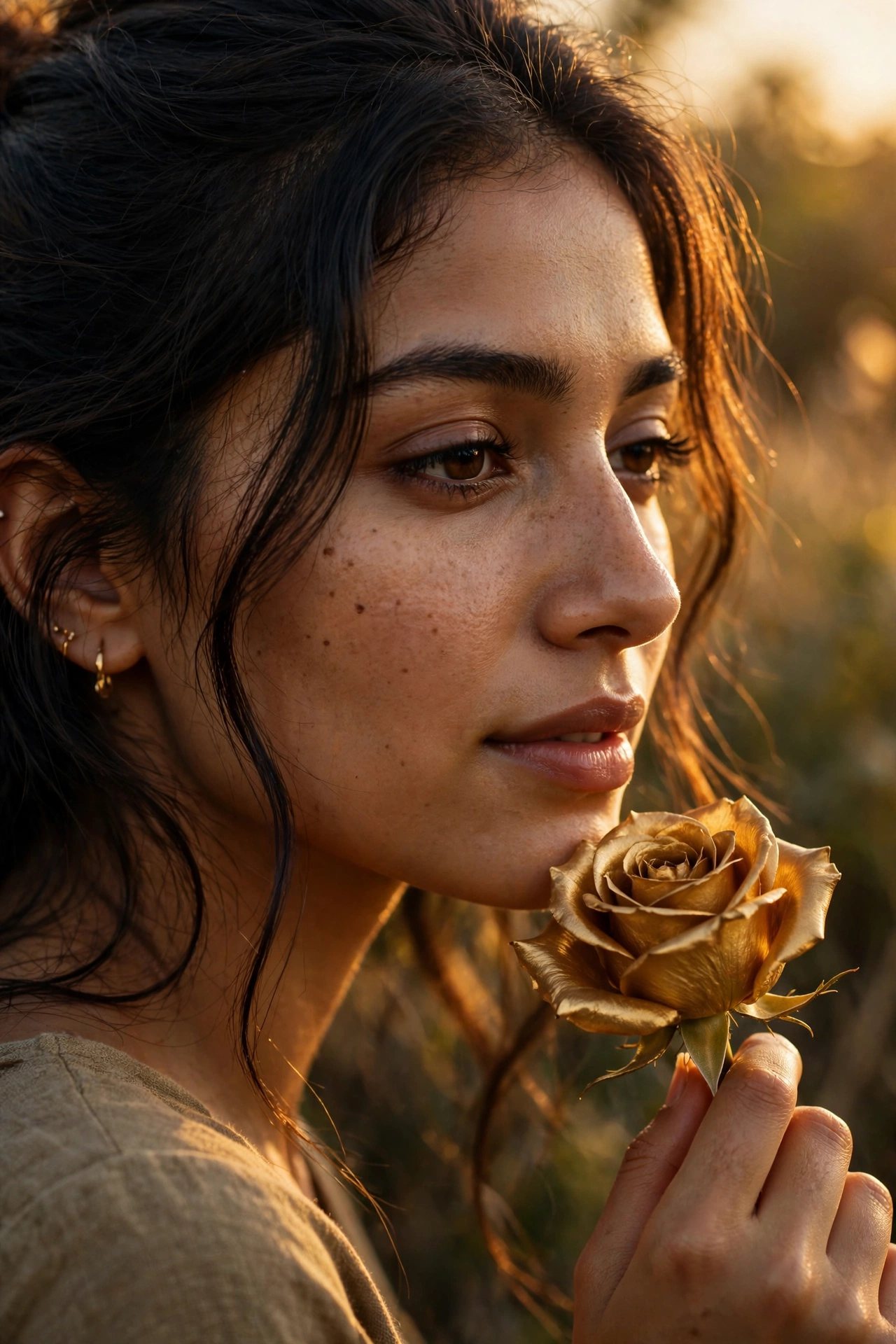 Golden Rose Cinematic Portrait