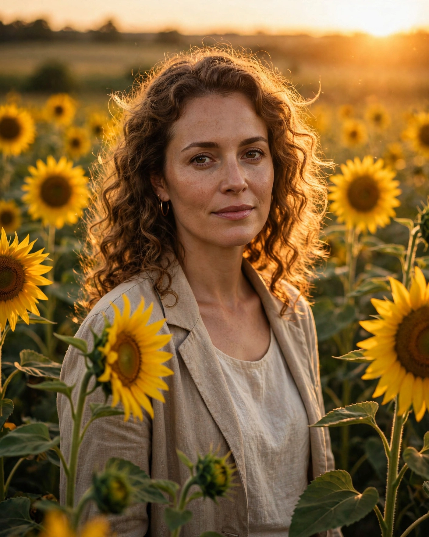 Golden Sunflower Garden Portrait