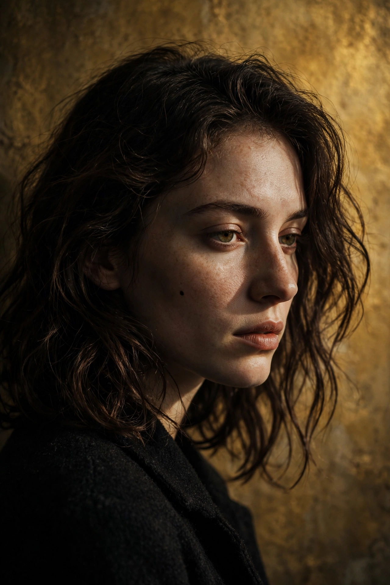 Golden Wall Shadow Portrait