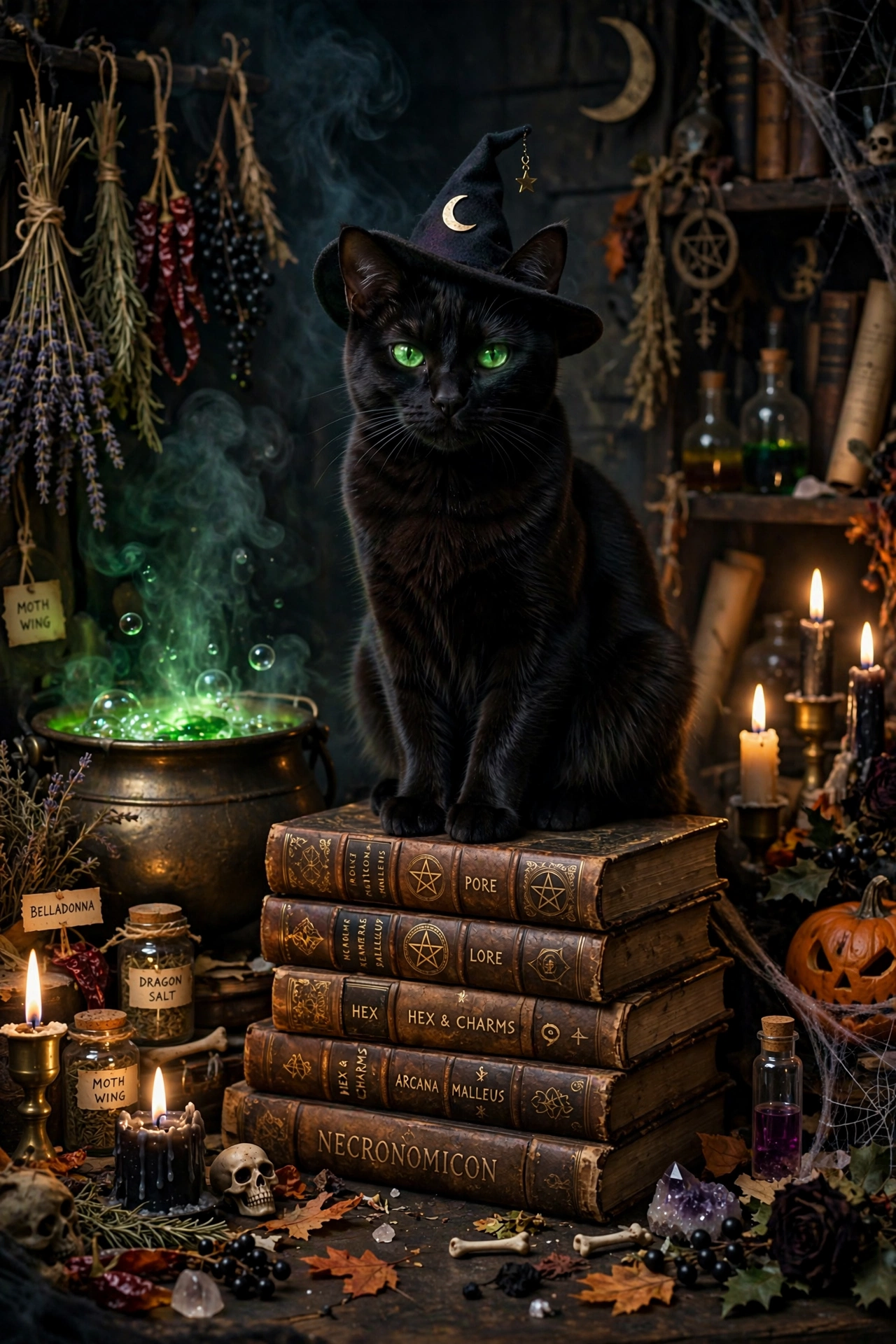Halloween Witch Cat AI Prompt