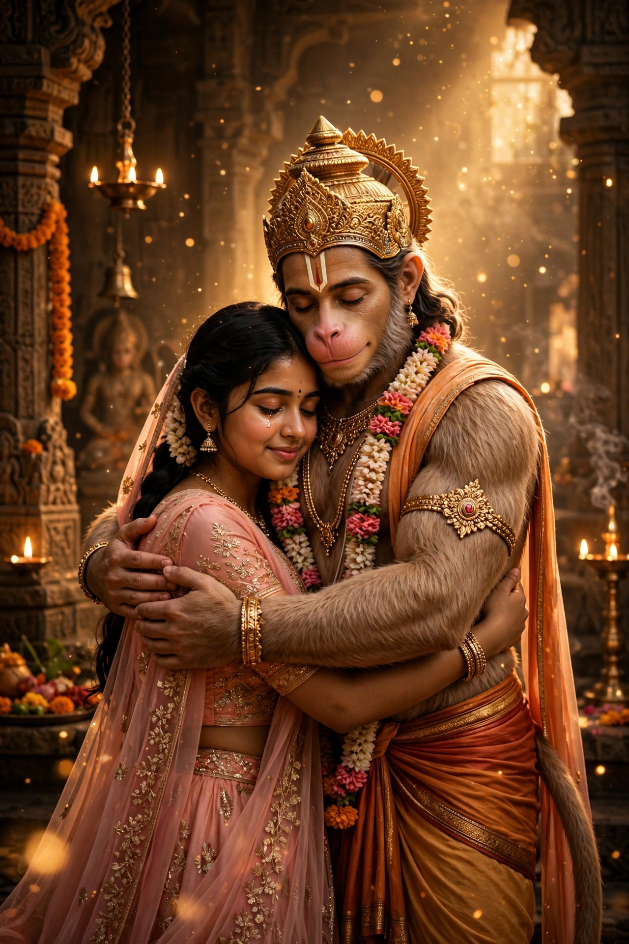 Hanuman Embrace Girl