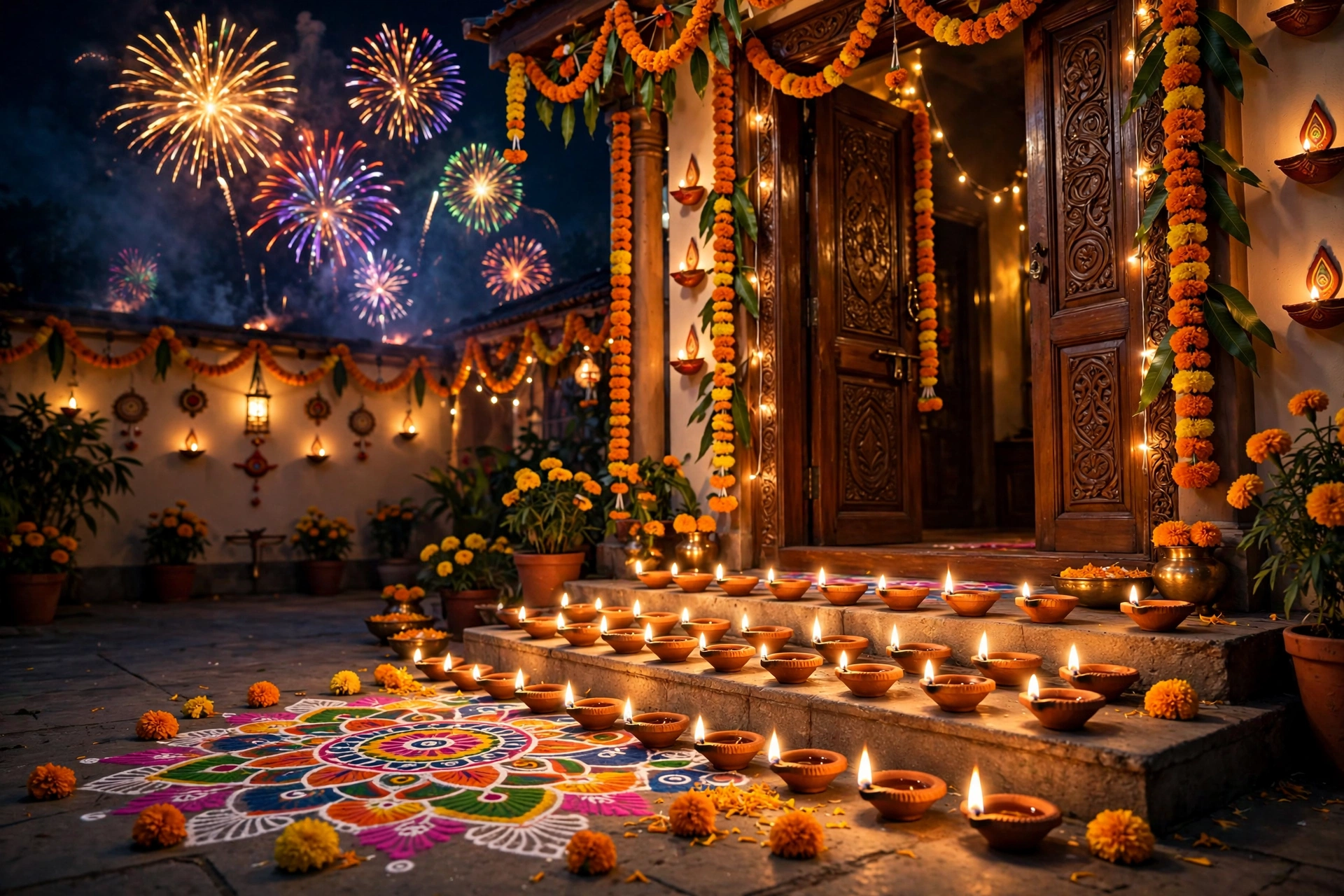 Happy Diwali Festival Scene