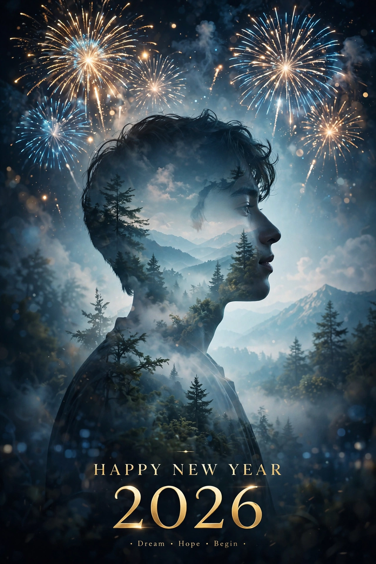 Happy New Year Double Exposure