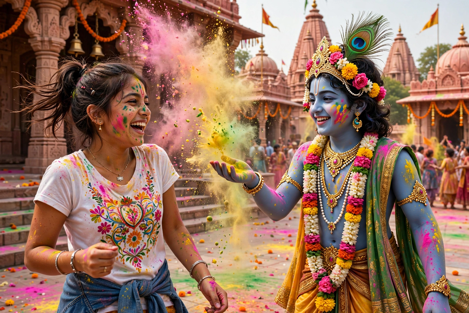 Holi 3D Krishna Celebration