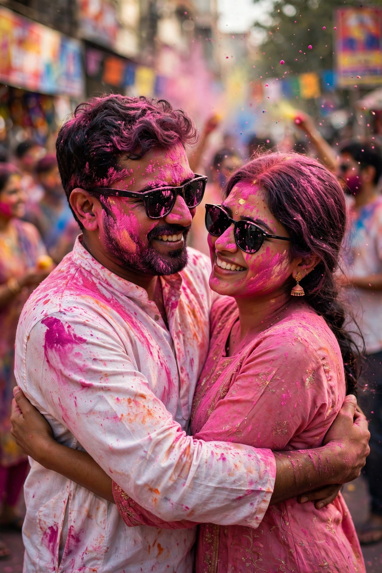 Holi Couple Gulal Portrait