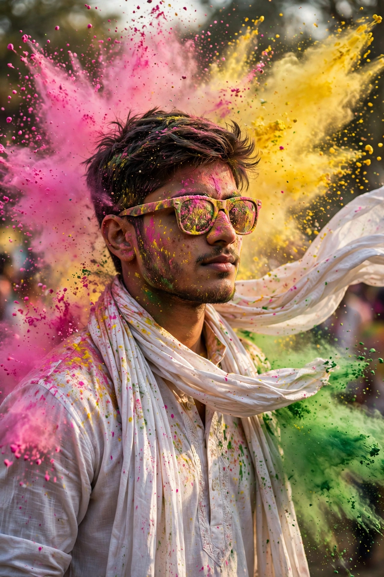 Holi Gulal Explosion Portrait