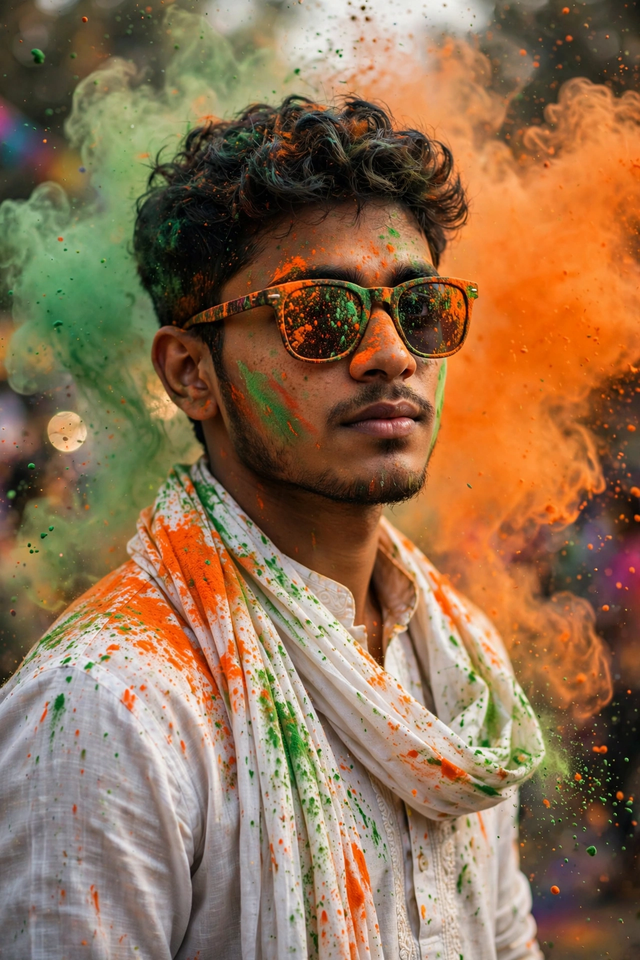 Holi Gulal Kurta Portrait Prompt
