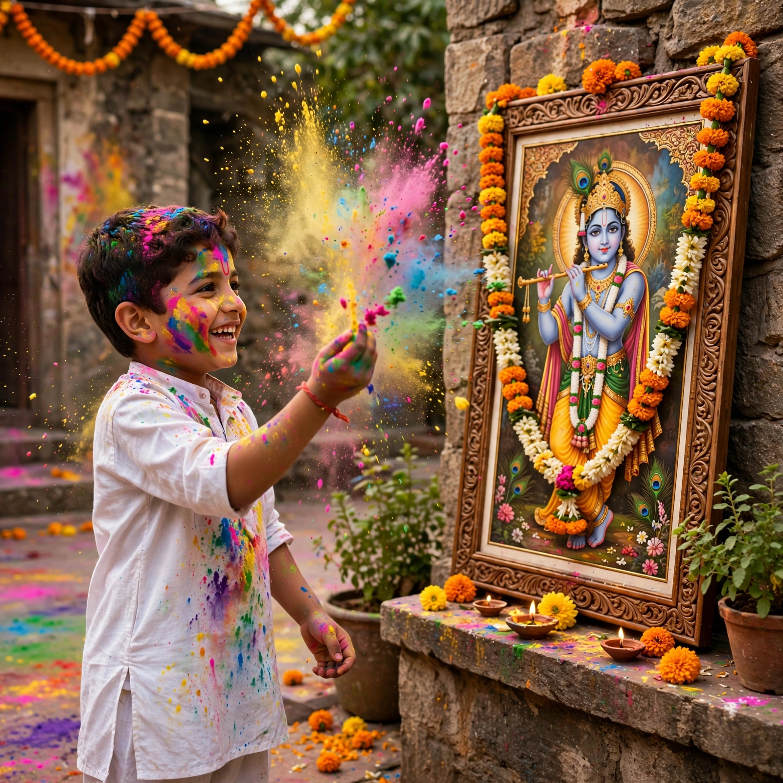Holi with Krishna Boy