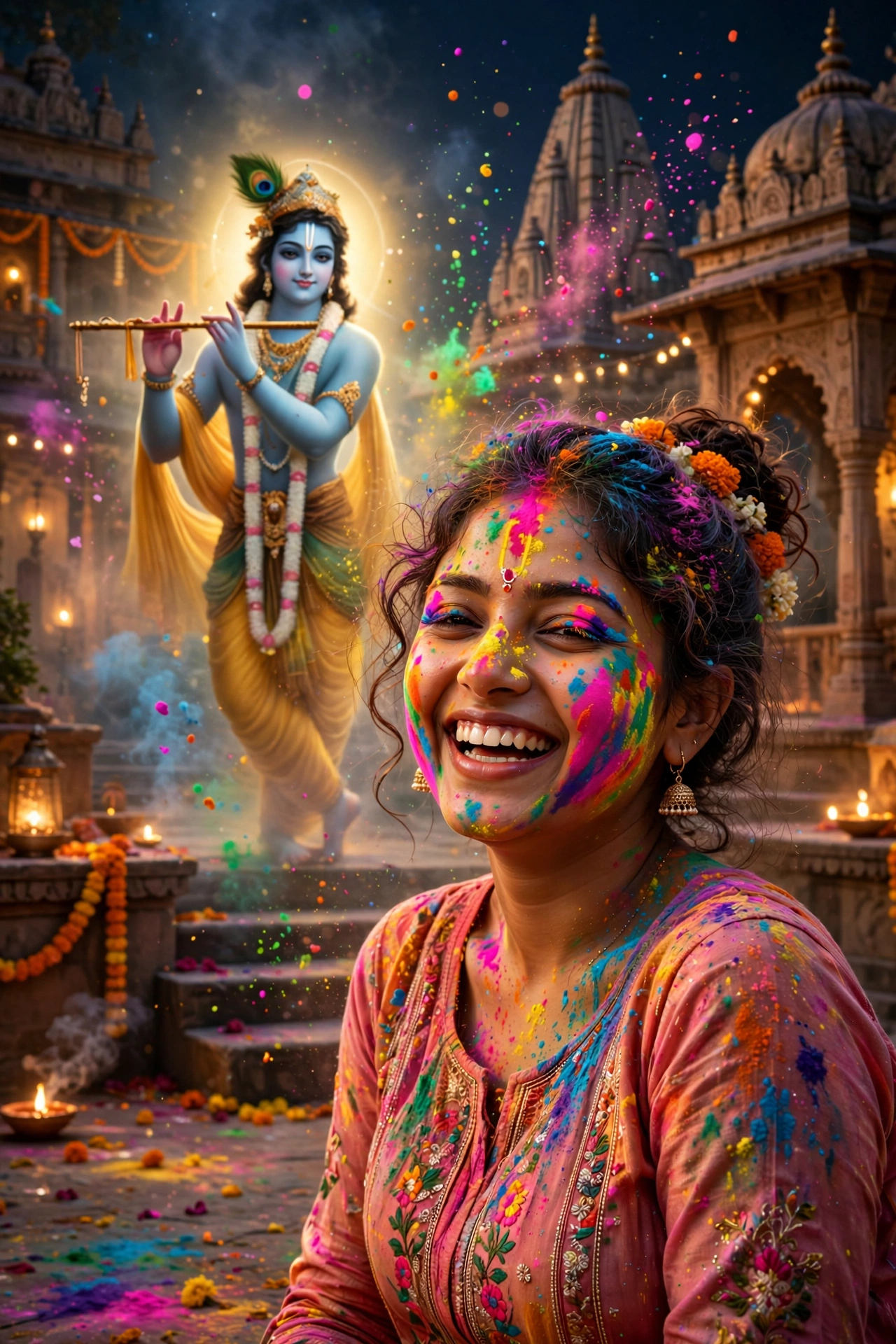 Holi With Krishna Portrait