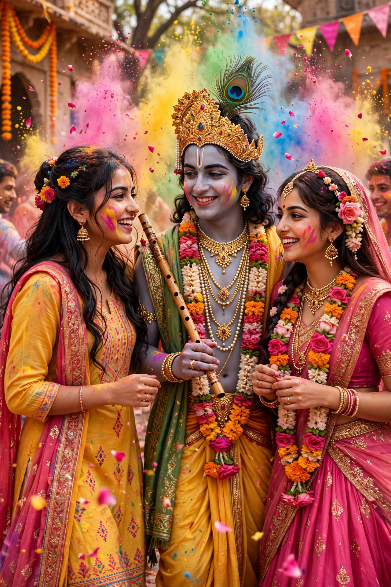 Holi Krishna Radha Portrait