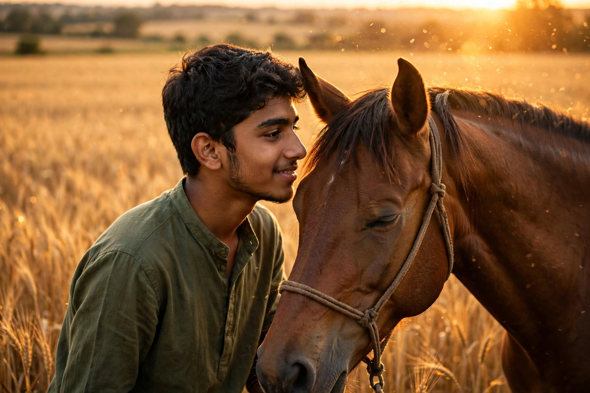 Horse Whisper Golden Field Boy Prompt