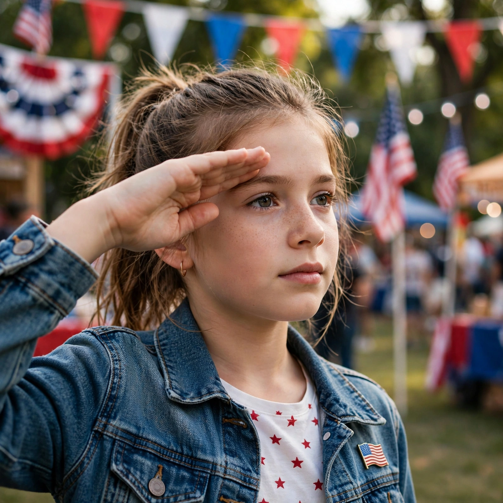 Independence Day Girl Saluting