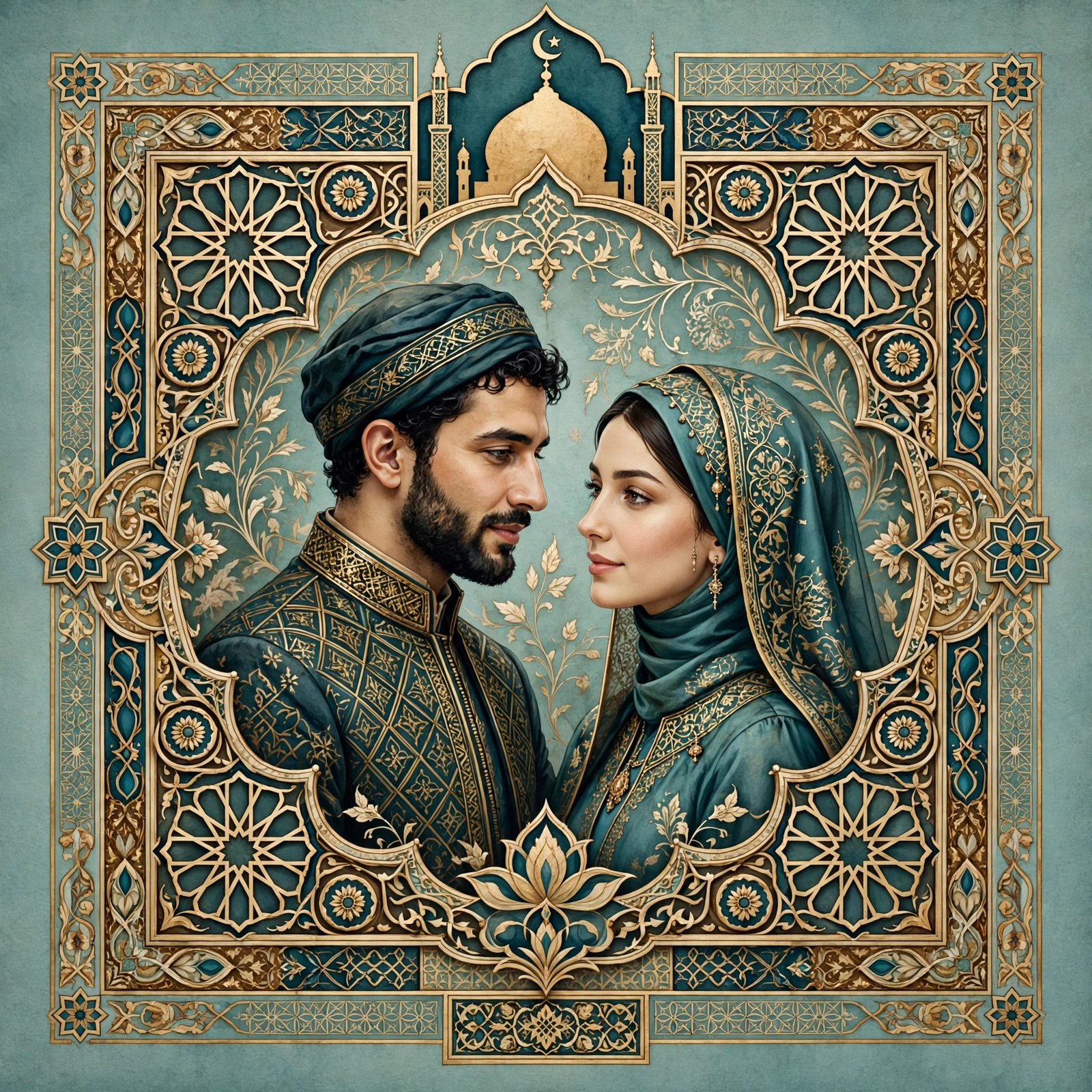 Islamic Geometric Couple Art