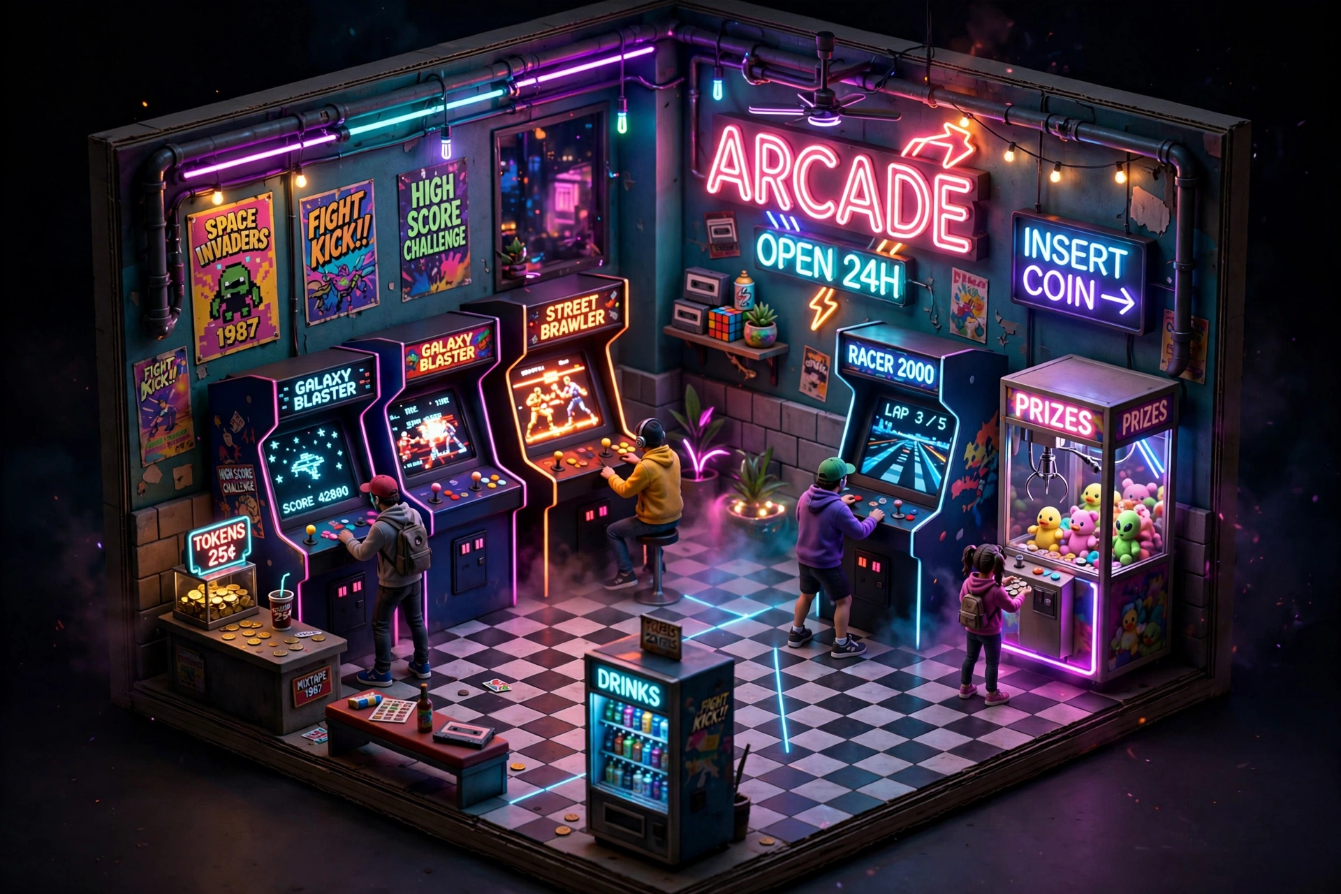Isometric Arcade Room