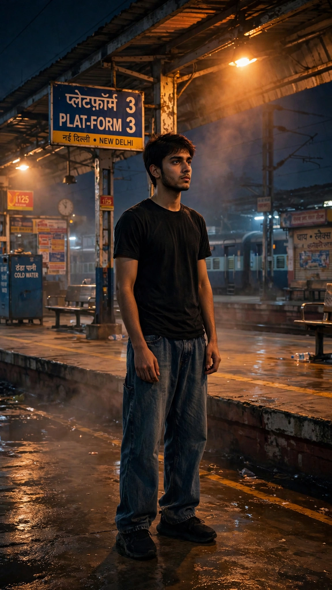 Late Night Feelings Railway Station Alone