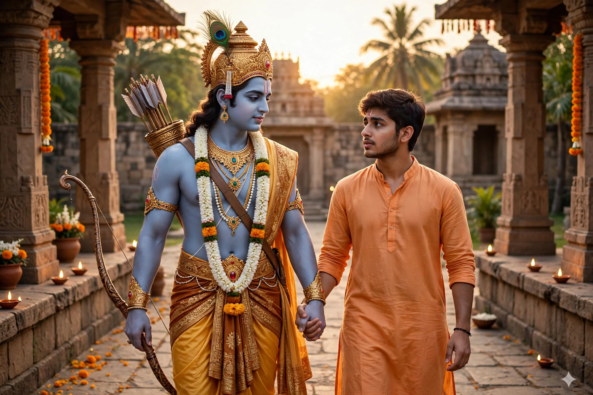 Lord Rama Hand Holding Boy Photo Prompt