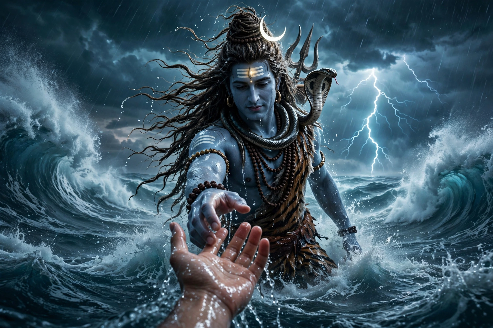 Lord Shiva Ocean Storm Scene
