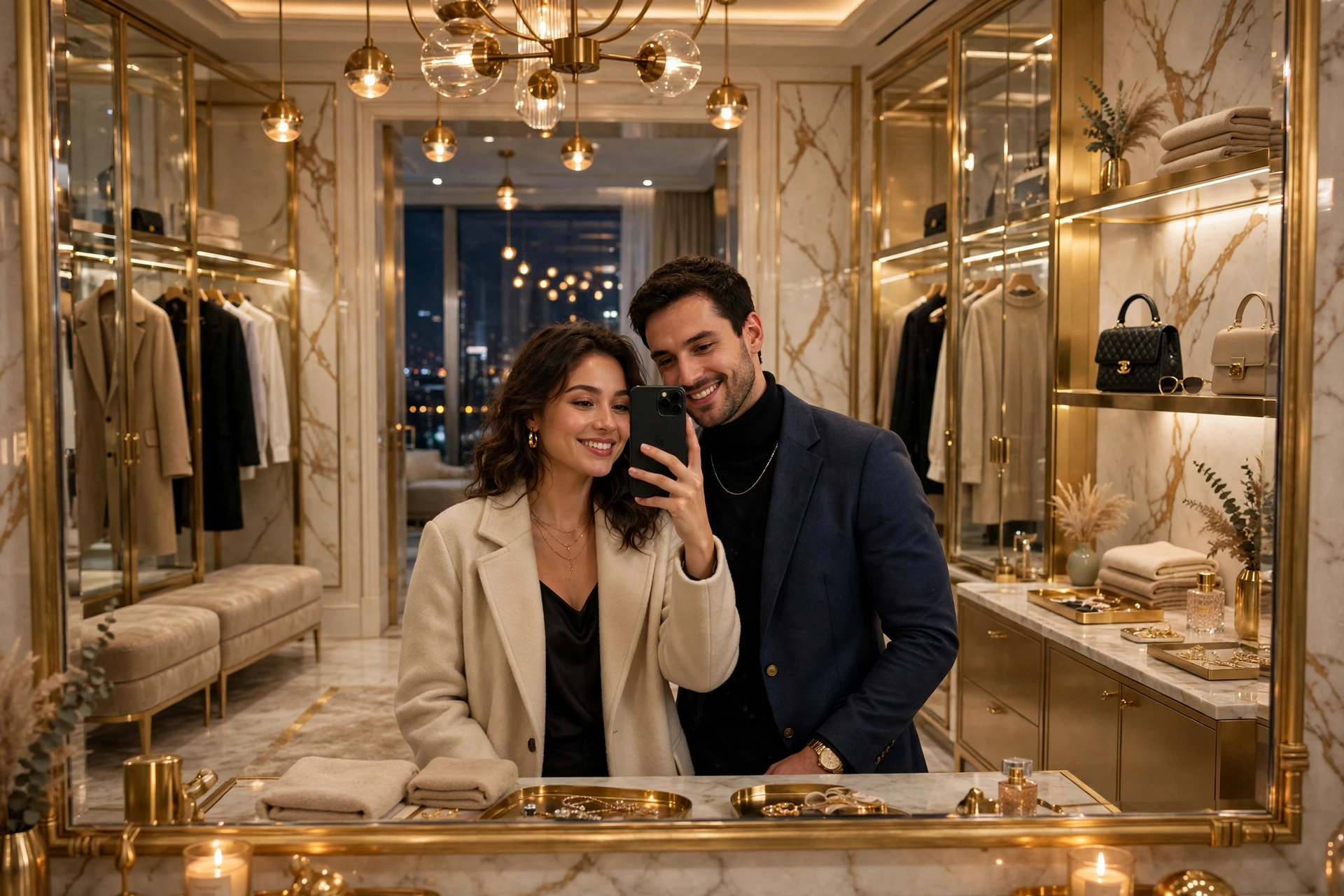 Luxury Couple Mirror Selfie Prompt