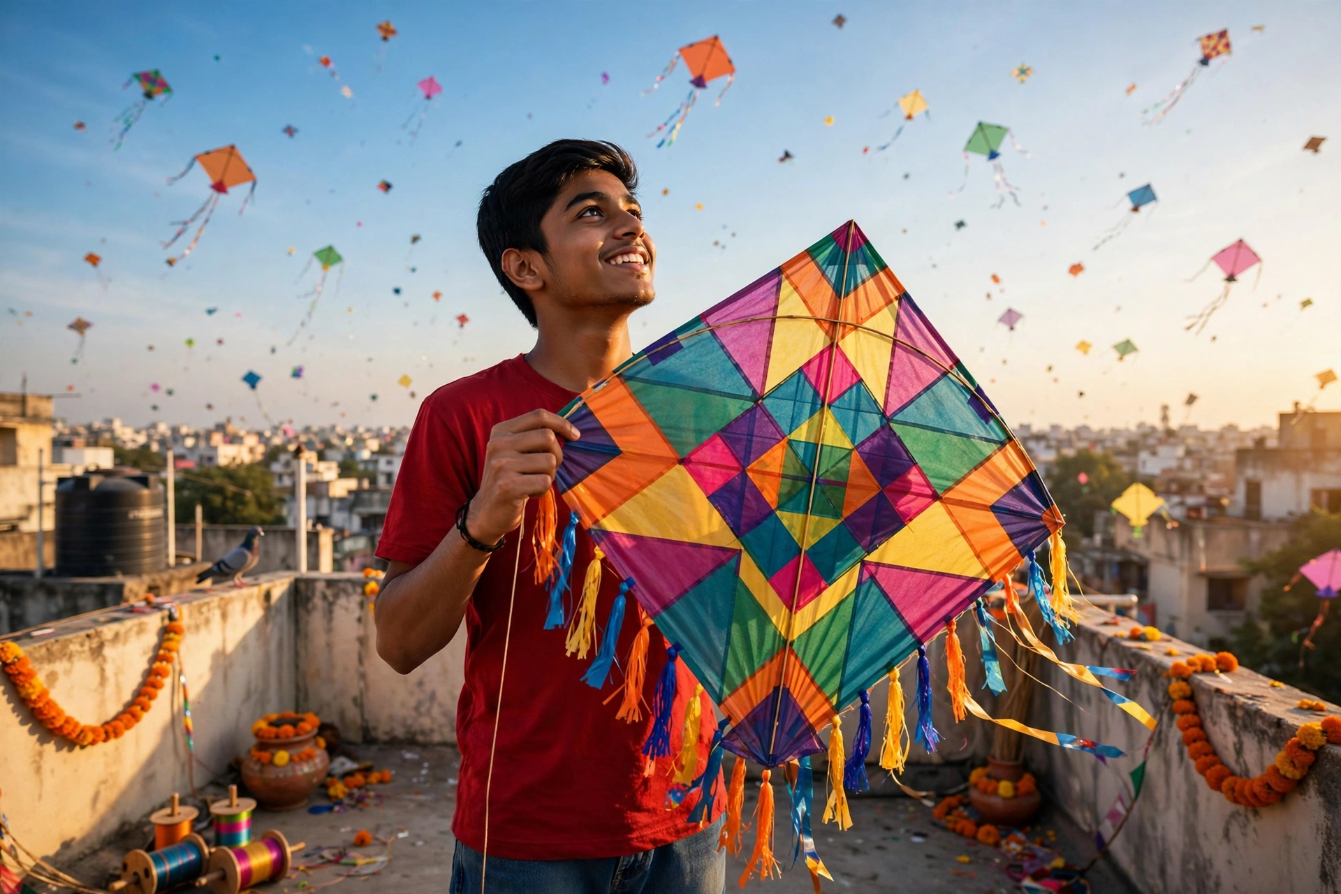 Makar Sankranti 3D Kite Boy Prompt