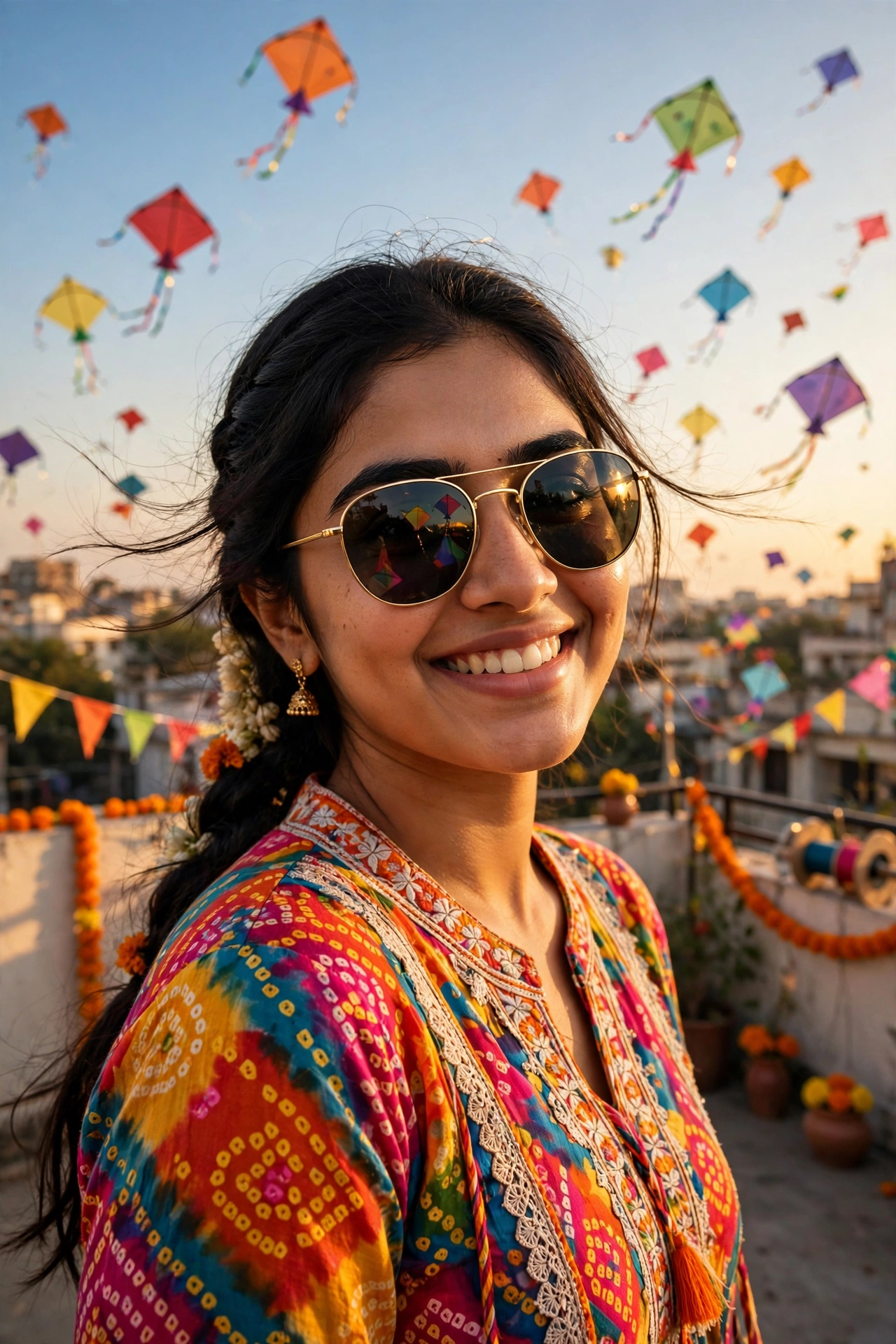 Makar Sankranti Colorful Kurti Portrait Prompt