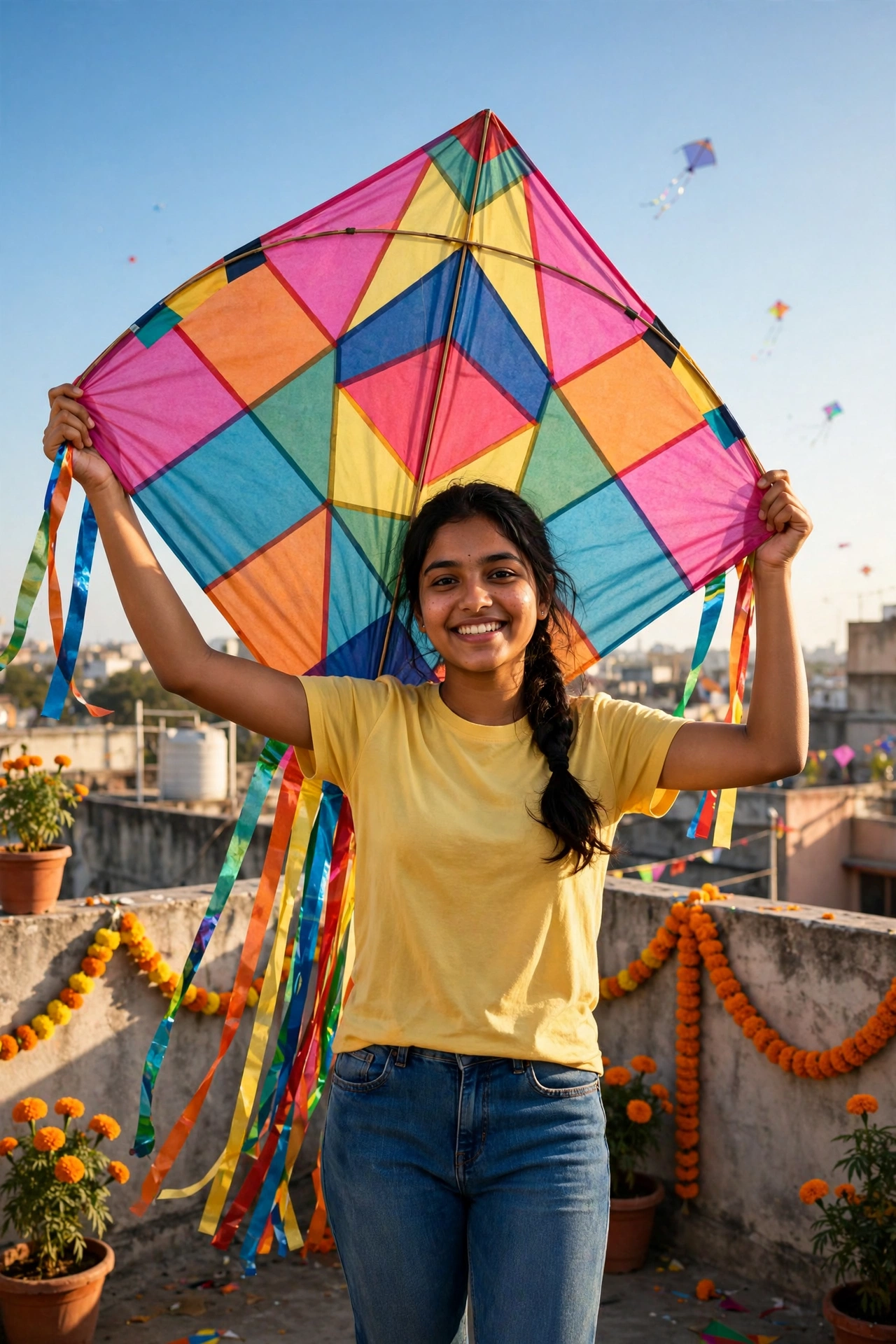 Makar Sankranti Girl with Kite