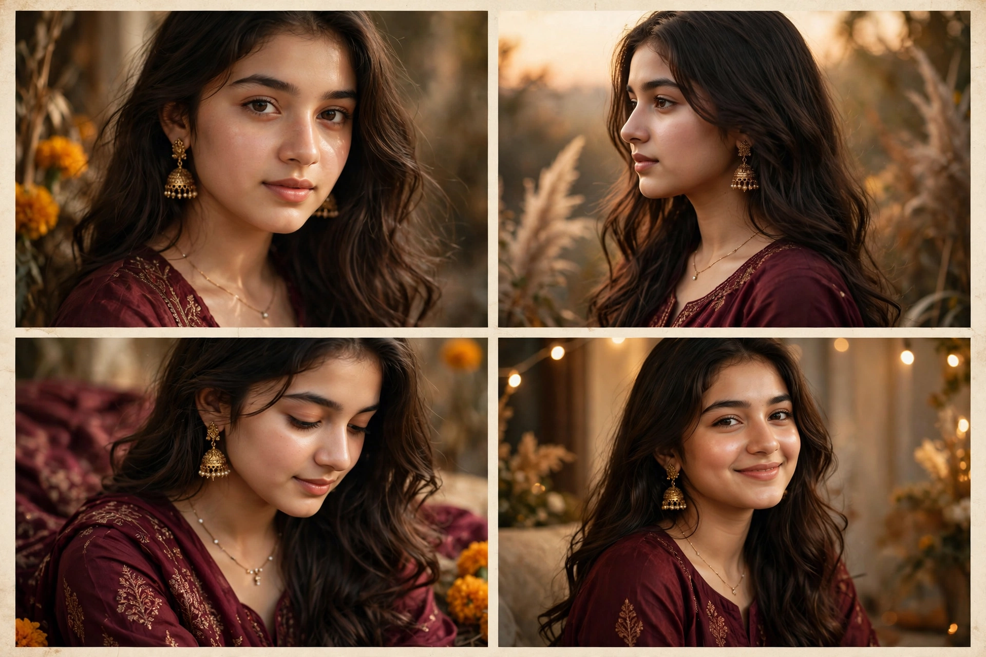 Maroon Traditional Girl Collage