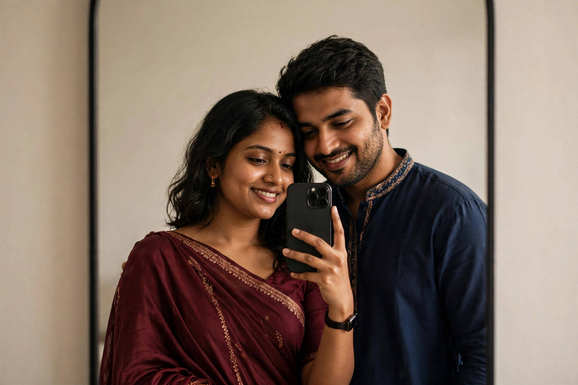 Mirror Couple Selfie Pose