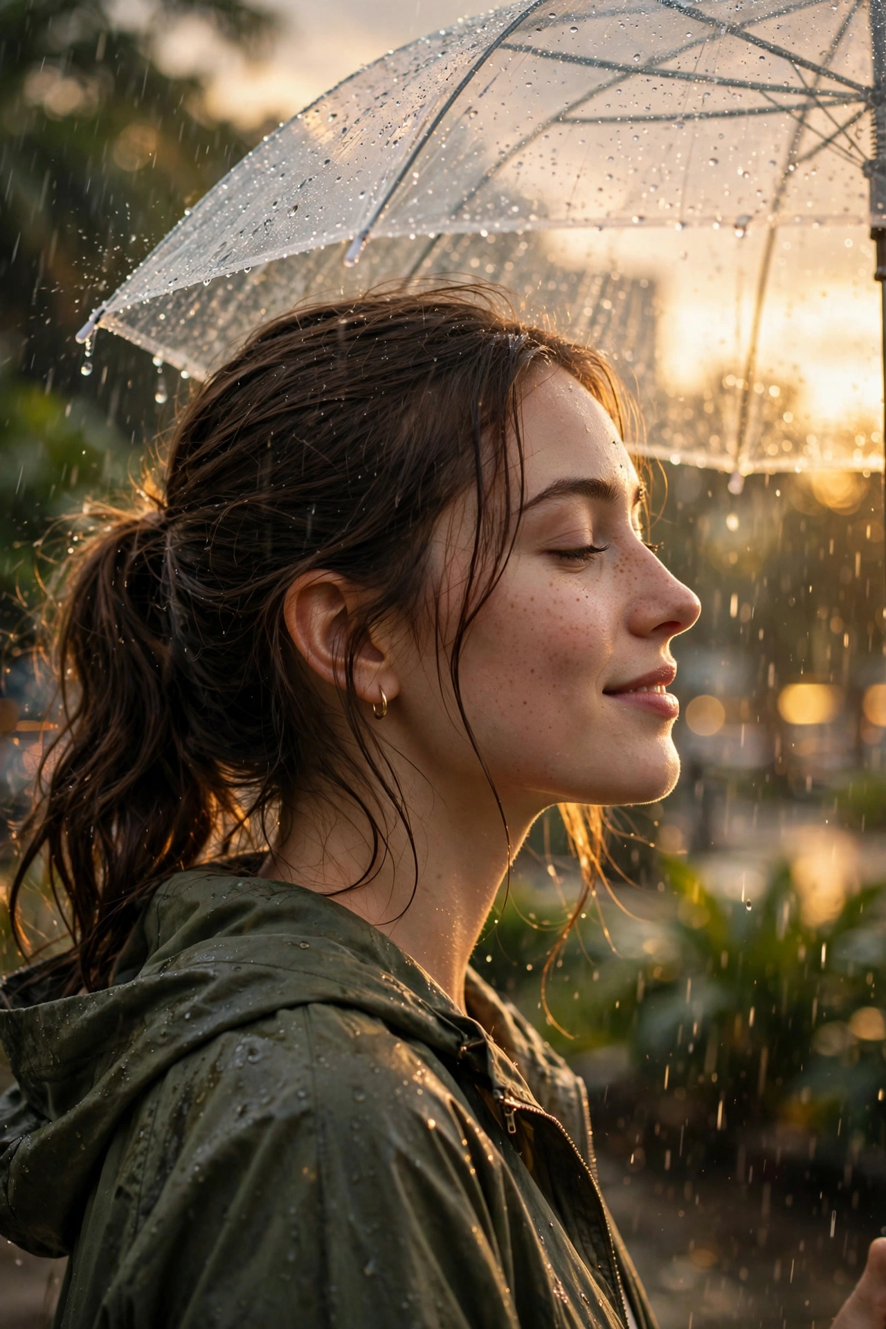 Monsoon Rain Umbrella Portrait